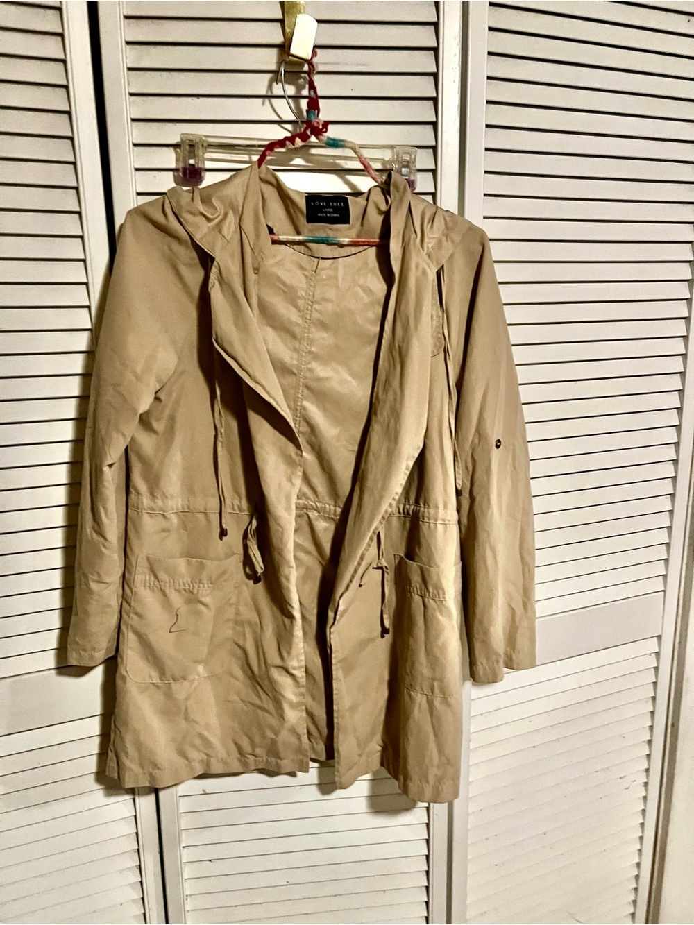 Love Tree Beige Hooded Trench Coat